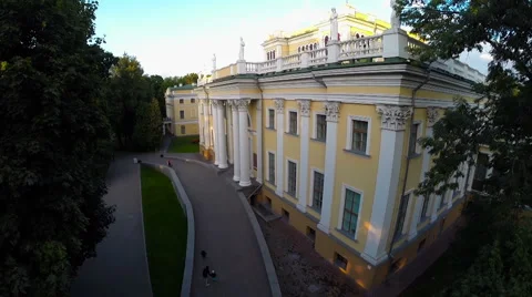 Gomel, Belarus - September 19, 2015: Rumyantsev Palace in the park Stock Footage 60065237
