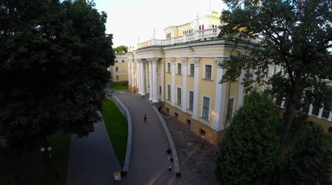 Gomel, Belarus - September 19, 2015: Rumyantsev Palace in the park Stock Footage 60065972