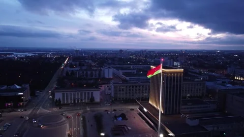Gomel Square and flag Stock Footage 254349939