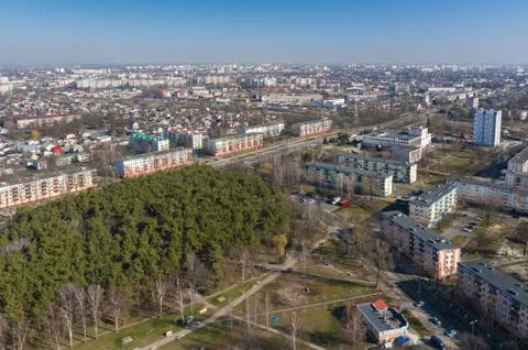 Gomel. A view of the Soviet district of the city from a bird's flight. Reside Stock Photos