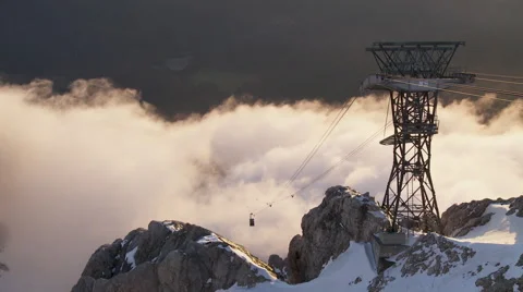 Gondola ascending into clouds Stock Footage 58631310