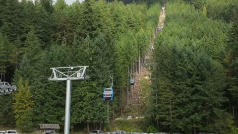 Gondola to the Grouse Mountain During the Fall Season in Vancouver, British Video stock 323154328