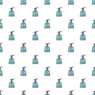 Gondola lift seamless pattern on white background Stock Illustration