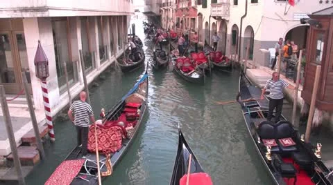 Gondola Loading Venice Stock Footage 12059035