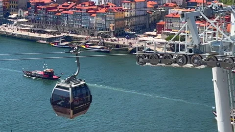 Gondola over river 2 Stock Footage 205411780