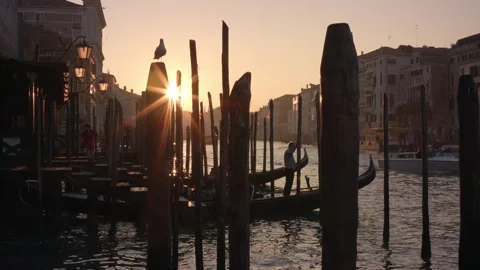 Gondola Silhouettes Sunset Stock Footage 339274948