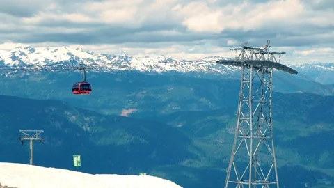 Gondola Skiing Mountains Stock Footage 120138814