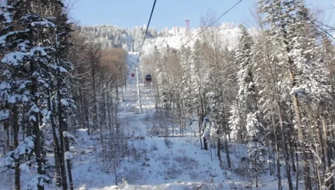 Gondola Winter Landscape Stock Footage 1001967