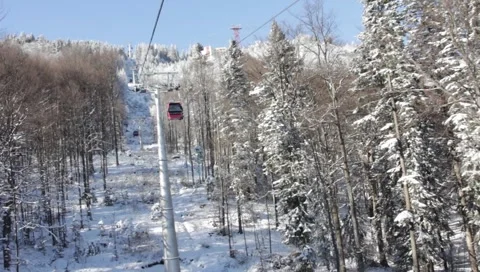 Gondola Winter Landscape Stock Footage 1001968