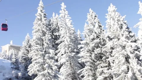 Gondola Winter Landscape Stock Footage 1001974
