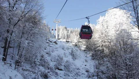 Gondola Winter Landscape Stock Footage 1001977