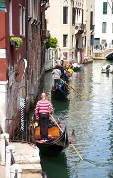 Gondolas in a canal Stock Photos