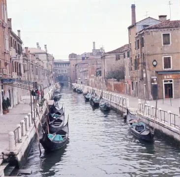 Gondolas in a canal Stock Photos