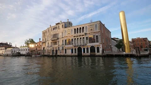 Gondolas in a canal in Venice Stock Footage 148642822