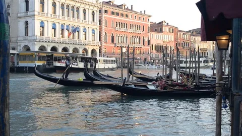 Gondolas on the Grand canal Stock Footage 74584609