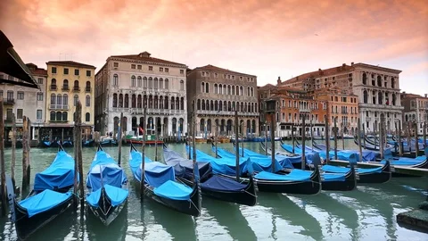 Gondolas in Italy Stock Footage 94321095