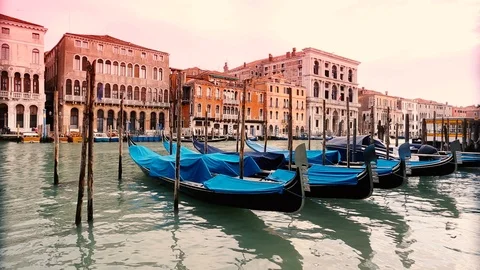 Gondolas in Italy Stock Footage 94321160