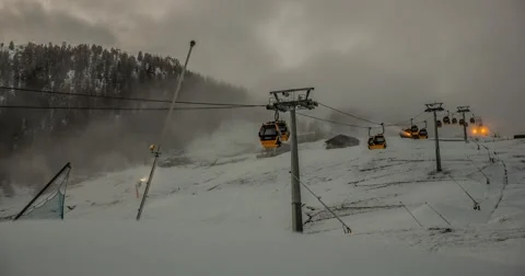 Gondolas In Livigno Timelapse 4k Stock Footage 48466526