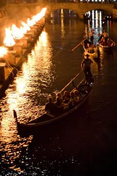 Gondolas at Night Stock Photos