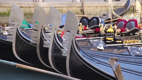 Gondolas Parking, Venice Stock Footage 71617084