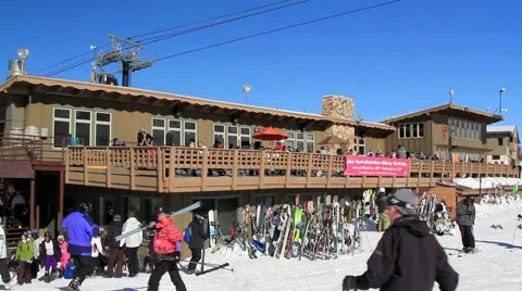 GONDOLAS PASS A SKI RESORT Stock Footage 1016324