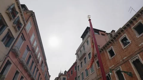 Gondolas Passing Through Historic Venetian Canal Stock-Footage 343339121