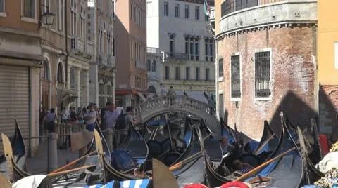 Gondolas at rest.Venice 스톡 동영상 12347269