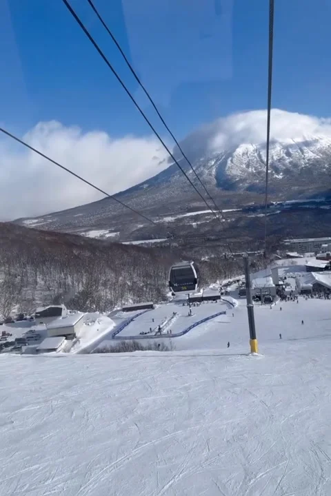 Gondolas Rise Over Winter Mountain Landscape. Stock Footage 321654681