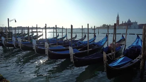 Gondolas on a summer day in Venice. Stock Footage 116824401