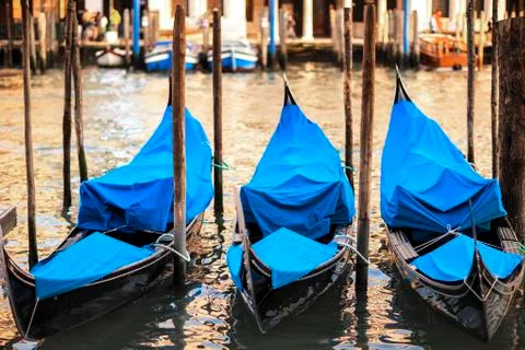 Gondolas at sunset Stock Photos