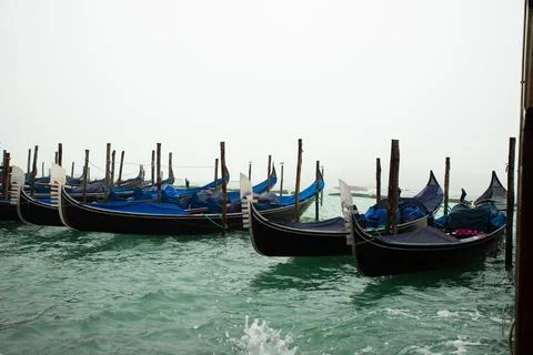 Gondolas, the typical and romantic form of transportation in Venice Stock Photos