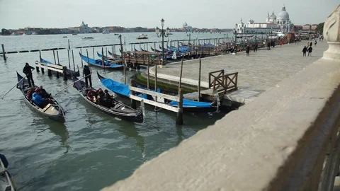 Gondolas Under the bridge Stock Footage 87563422