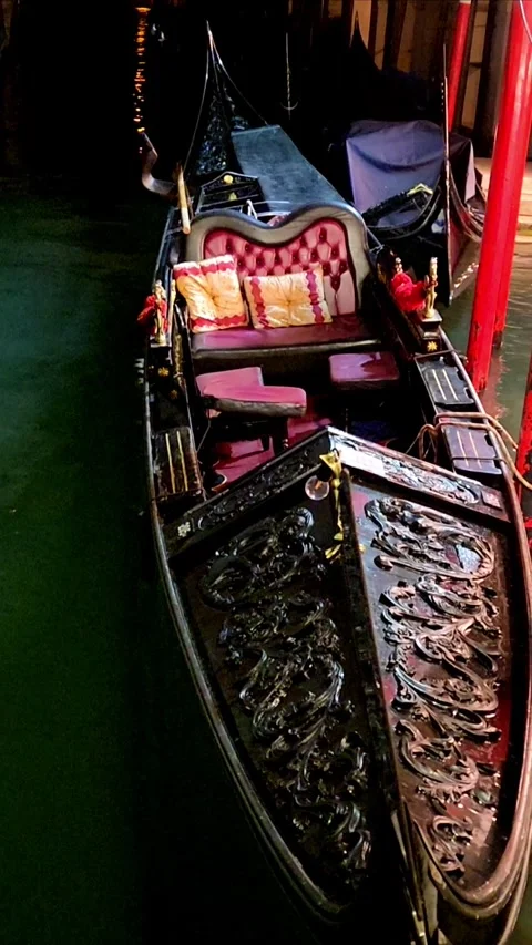 Gondolas Under Moonlight in Venice Editorial Use Only Stock Footage 317513535