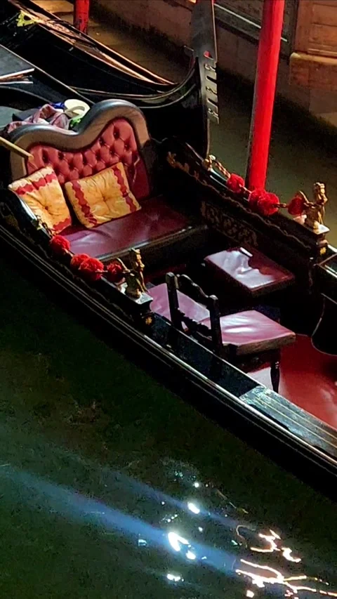 Gondolas Under Moonlight in Venice Editorial Use Only Stock Footage 317513554