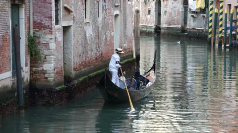 Gondolas of Venice (1 of 16) Stock Footage 32198161