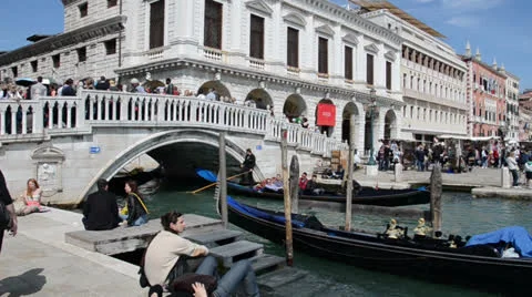Gondolas in venice Stock Footage 22742189