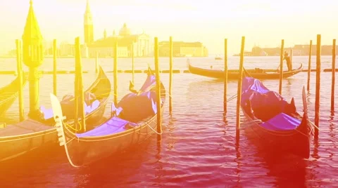 Gondolas Venice Vídeo Stock 63238241
