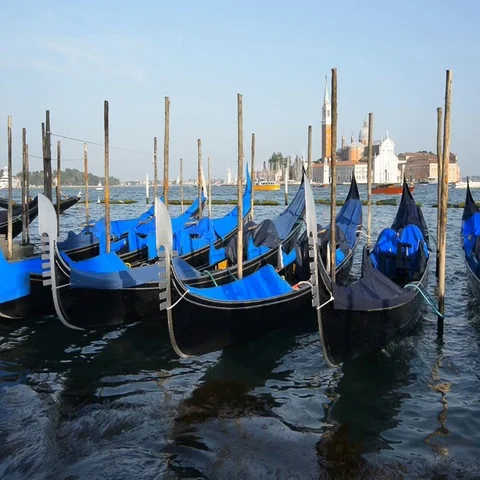 Gondolas in Venice Stock Footage 69296272