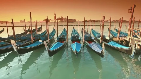 Gondolas in Venice Stock Footage 74516785