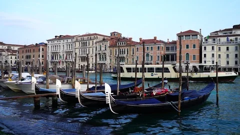Gondolas in Venice Stock Footage 88094472