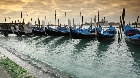 Gondolas in Venice Stock Footage 142479820