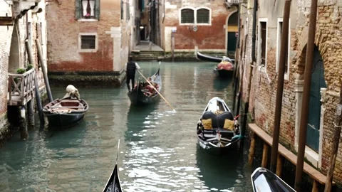 Gondolas in Venice Stock Footage 234568288