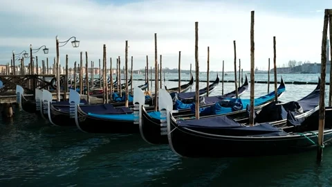 Gondolas in Venice Stock Footage 235856793