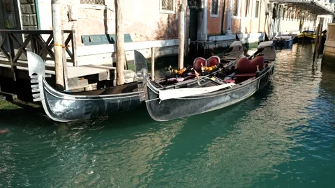 Gondolas in Venice Stock Footage 235857056