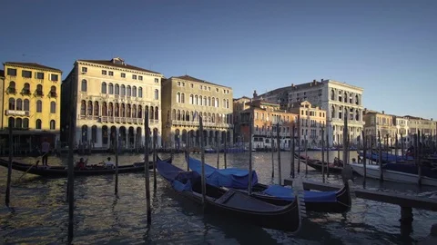 Gondolas in Venice, Italy. Stock Footage 82124188