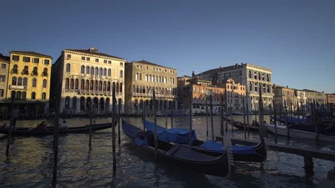 Gondolas in Venice, Italy. Video stock 83635932
