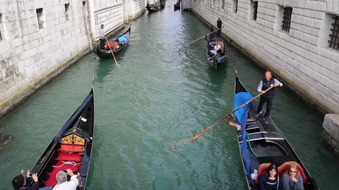 Gondolas in Venice, Italy Stock Footage 99385015