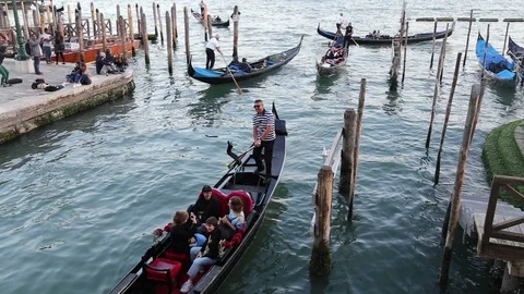 Gondolas in Venice, Italy Stock Footage 99385121