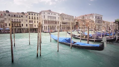 Gondolas in Venice, Italy Stock Footage 106723914