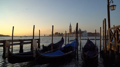 Gondolas in the Venice, Italy Stock Footage 125516157